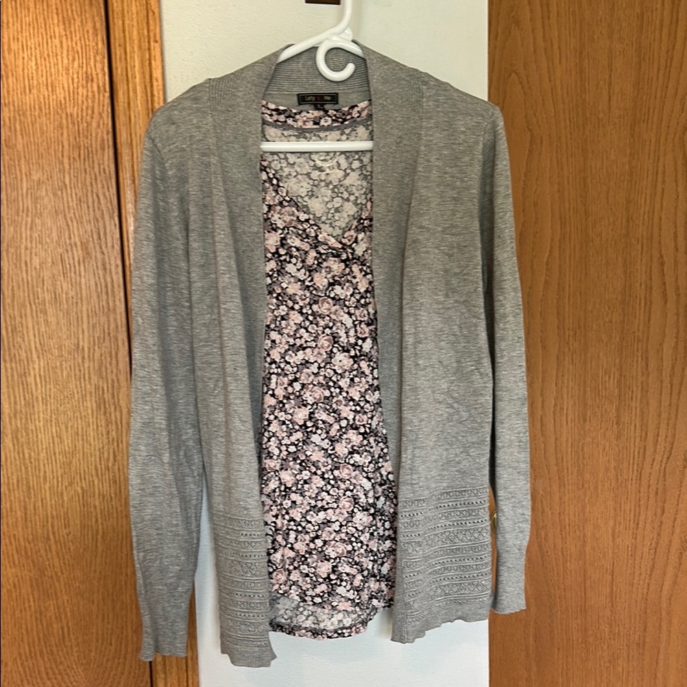 Elegant Gray Open-Front Cardigan